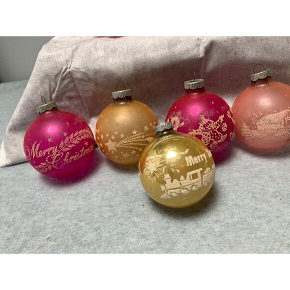Vintage Christmas Ornament Set Assorted Designs Colors Retro Glass Baubles Holid - Picture 10 of 14